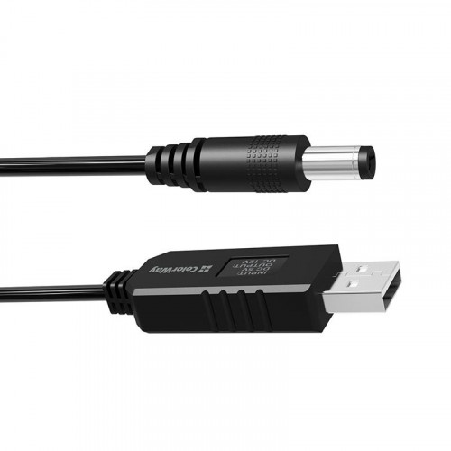 Кабель ColorWay для роутера 12V (USB-DC 5.5х2.5mm) 1 м, Black (CW-CBUD067-BK)