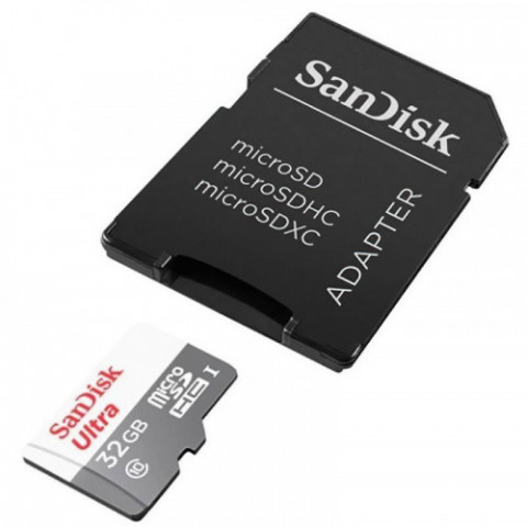 Карта пам`яті MicroSDXC 32GB UHS-I Class 10 SanDisk Ultra R100/W10MB/s + SD-адаптер (SDSQUNR-032G-GN3MA)