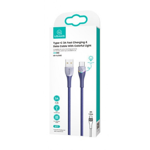 Кабель Usams US-SJ542 USB - USB Type-C, 1.2 м, Blue (SJ542USB02)