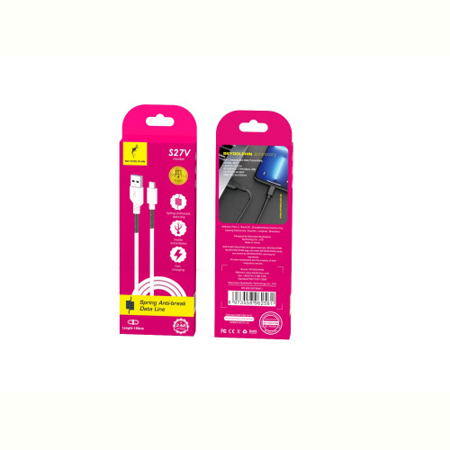 Кабель SkyDolphin S27V Spring Anti-Brake USB - micro USB (M/M), 1 м, White (SDUSB-000612)
