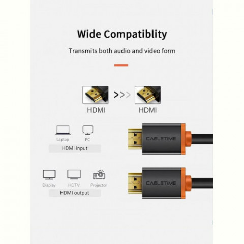 Кабель Cabletime HDMI - HDMI V 2.0 (M/M), 2 м, Black (CH23L)