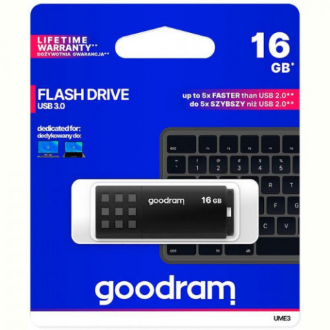 Флеш-накопичувач USB3.2 16GB Goodram UME3 Black (UME3-0160K0R11)