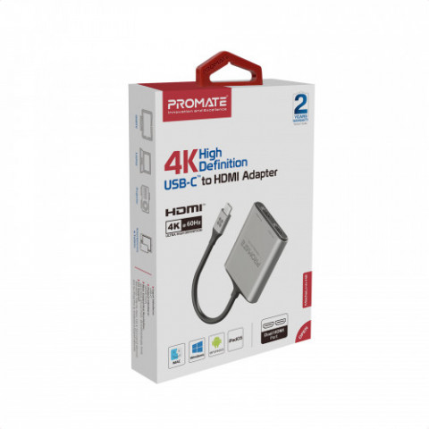Адаптер Promate MediaLink-H2 USB Type-C - 2xHDMI (M/F) Grey