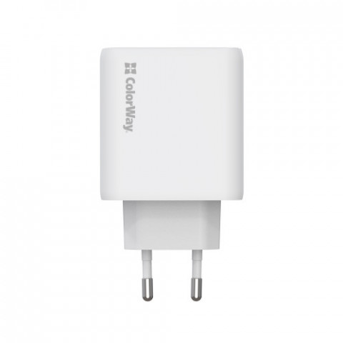 Мережевий зарядний пристрій ColorWay GaN Mini 50W PD Port PPS USB (Type-C PD 30W + Type-C PD 20W) White (CW-CHS050PD-WT)