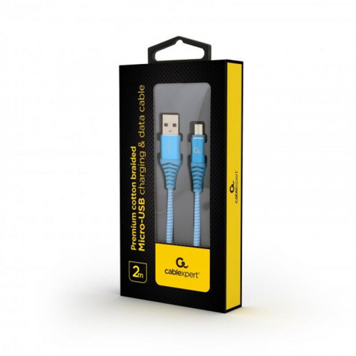 Кабель Cablexpert (CC-USB2B-AMmBM-2M-VW) USB 2.0 A - microUSB, преміум, 2м, блакитний