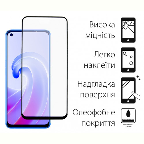 Захисне скло Dengos для Oppo A76 Black Full Glue (TGFG-222)