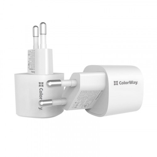 Мережевий зарядний пристрій ColorWay GaN PD Port USB PPS (Type-C PD + USB QC3.0) (33W) White (CW-CHS043PD-WT)