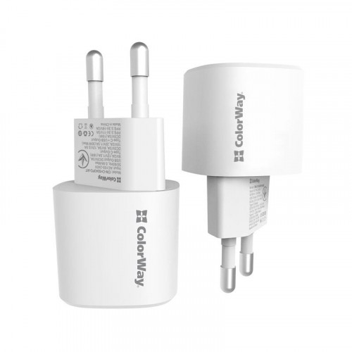 Мережевий зарядний пристрій ColorWay GaN PD Port USB PPS (Type-C PD + USB QC3.0) (33W) White (CW-CHS043PD-WT)