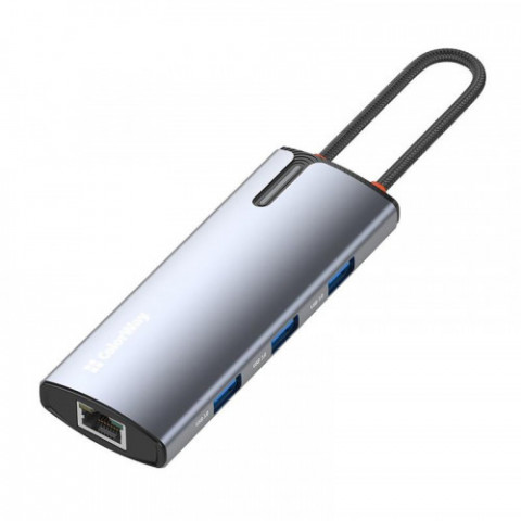 Док-станція СolorWay USB-C 6-в-1 Type C PD 100W/USB3.0х3/HDMI 4К/RJ45 (CW-HUB02)