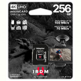 Карта пам`яті MicroSDXC  256GB UHS-I/U3 Class 10 GoodRam IRDM + SD-адаптер R100/W70MB/s (IR-M3AA-2560R12)