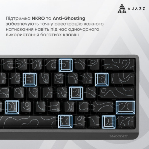 Дротова механічна клавіатура Ajazz NK68 V2 Red Switch (NK68-V2-R-PWB) Купити в Україні
