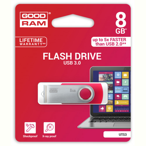 Флеш-накопичувач USB3.0 8GB GOODRAM UTS3 (Twister) Red (UTS3-0080R0R11)