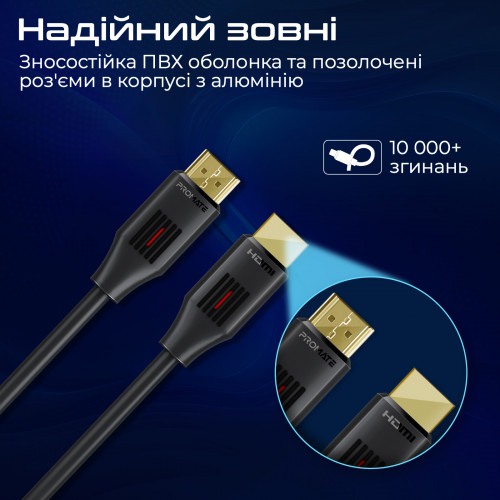 Кабель Promate HDMI - HDMI (M/M), 10 м, Black (prolink4k60-10m)