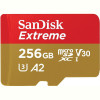 Карта пам`ятi MicroSDXC 256GB C10 UHS-I SanDisk Extreme V30 U3 R190/W130MB/s + SD (SDSQXAV-256G-GN6MA)