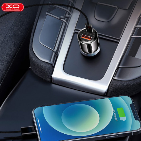 Автомобільний зарядний пристрій XO CC58 (USB, USB-C, 3.25A) 95W Dark Grey