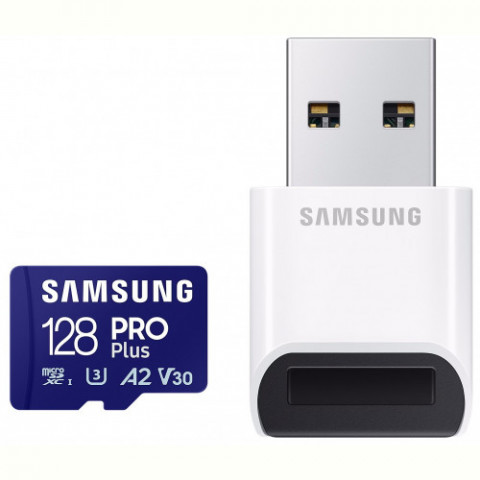 Карта пам`яті MicroSDXC 128GB UHS-I/U3 Samsung Pro Plus R180/W130MB/s + OTG Card reader (MB-MD128SB/WW)