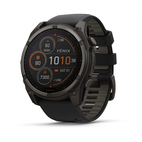 Смарт-годинник Garmin Fenix 8 47mm Sapphire Solar Carbon Gray DLC Titanium with Black Silicone (010-02906-70)