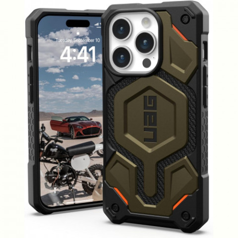 Чохол-накладка Urban Armor Gear Monarch Pro Magsafe для Apple iPhone 15 Pro Kevlar Elemental Green (11422111397B)