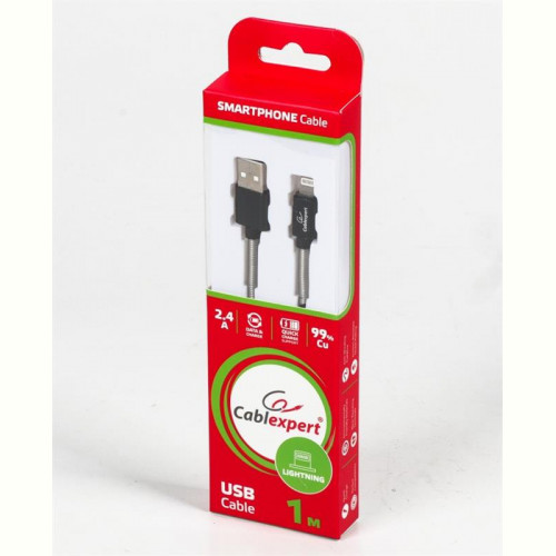 Кабель Cablexpert (CCPB-L-USB-06BK) USB 2.0 A - Lightning, преміум, 2.4А, 1м, чорний