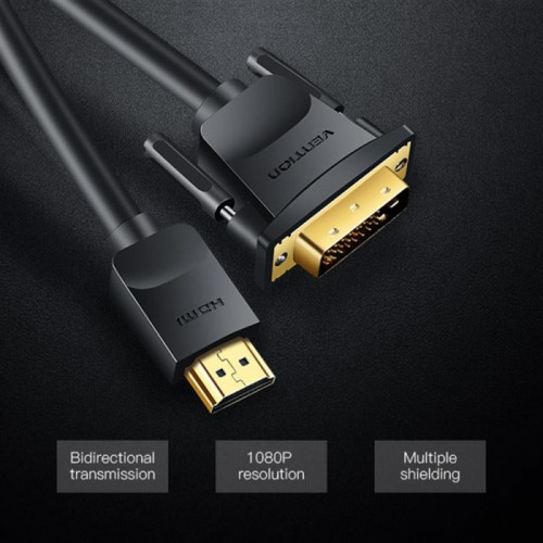 Кабель Vention DVI - HDMI V 1.4 (M/M), 1.5 м, Black (ABFBG)