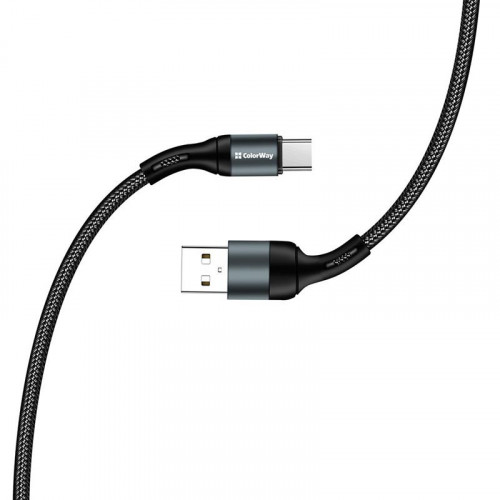 Кабель ColorWay USB-USB Type-C, nylon, 2.4А, 1м, Black (CW-CBUC045-BK)