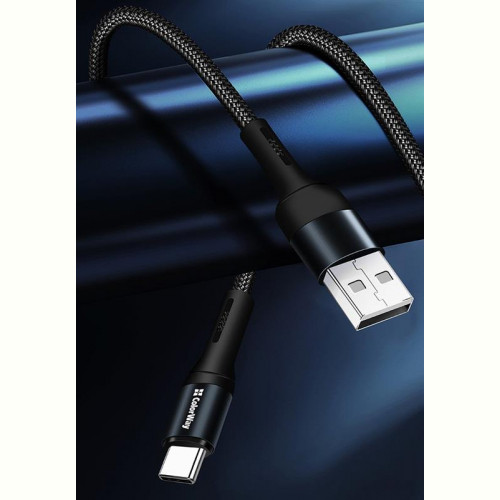 Кабель ColorWay USB-USB Type-C, nylon, 2.4А, 1м, Black (CW-CBUC045-BK)