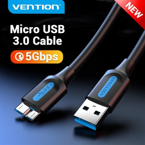 Кабель Vention USB-MicroUSB-B PVC Round nickel-plated, 0.25m Black (COPBC)