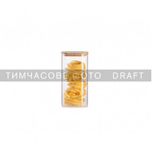 Банка для зберігання ARDESTO Midori 1300мл, скло, бамбук, квадратна, прозорий