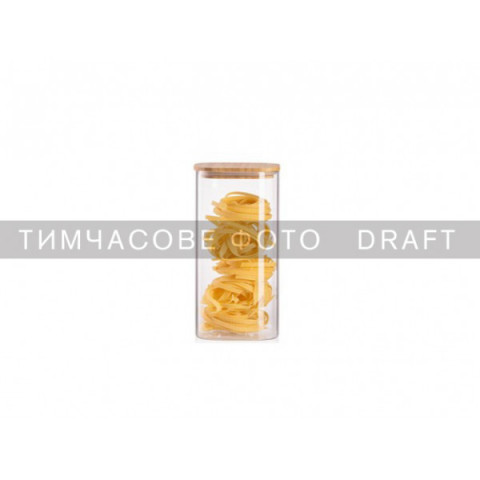 Банка для зберігання ARDESTO Midori 1300мл, скло, бамбук, квадратна, прозорий