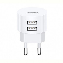 Мережевий зарядний пристрій Usams T20 (2USB, 2.1А) White (CC80TC01)