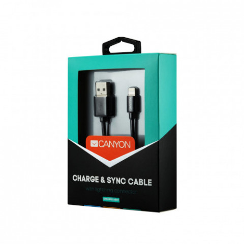 Кабель Canyon USB - Lightning 1м, Black (CNS-MFICAB01B)