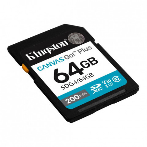 Карта пам`ятi SDXC 64GB UHS-I/U3 Class 10 Kingston Canvas Go! Plus R200/W200MB/s (SDG4/64GB)