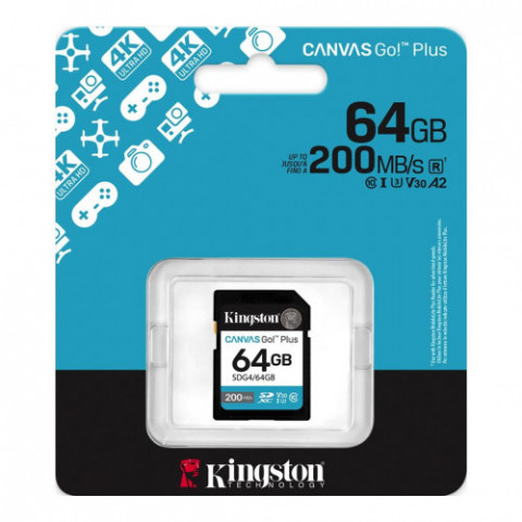 Карта пам`ятi SDXC 64GB UHS-I/U3 Class 10 Kingston Canvas Go! Plus R200/W200MB/s (SDG4/64GB)