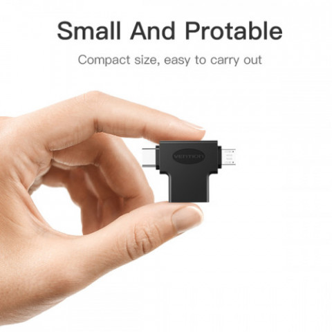 Адаптер Vention USB - USB Type-C + micro USB V 3.0 (F/M) Black (CDIB0)