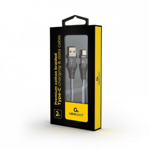 Кабель Cablexpert (CC-USB2B-AMCM-2M-WB2), USB2.0 - USB Type C, 2м, сірий