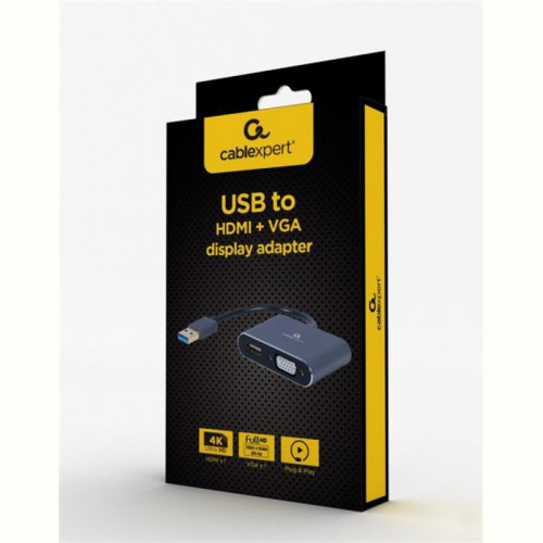 Адаптер Cablexpert (A-USB3-HDMIVGA-01) USB-HDMI/VGA, 0.15м