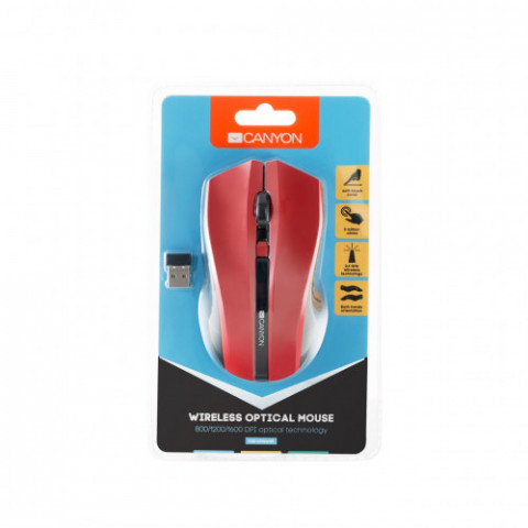 Мишка бездротова Canyon CNE-CMSW05R Red USB
