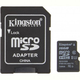 Карта пам`ятi MicroSDHC 16GB UHS-I Class 10 Kingston Canvas Select + SD-адаптер (SDCS/16GB)