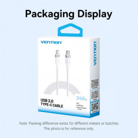 Кабель Vention USB Type-C - USB Type-C (M/M), 240W, 5A, 2 м, Gold (TRIJH)
