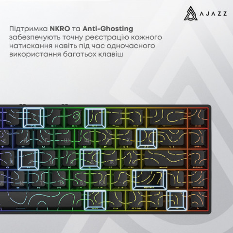 Ігрова магнітна клавіатура Ajazz AK680 V2 Ice Island Magnetic Switch (AK680-V2-I-BGY) Купити в Україні