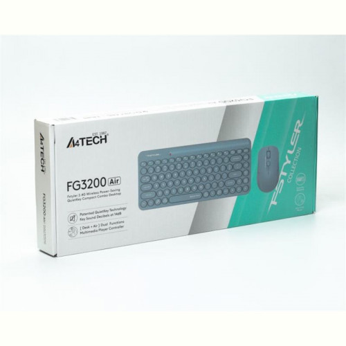 Комплект (клавіатура, мишка) бездротовий A4Tech Fstyler FG3200 Air Blue