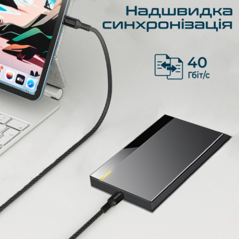Кабель Promate PowerBolt240 USB Type-C - USB Type-C (M/M), 5 A, 240 W, 2 м, Black