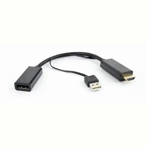 Адаптер Cablexpert (DSC-HDMI-DP), HDMI - DisplayPort - USB, 0.15м, чорний