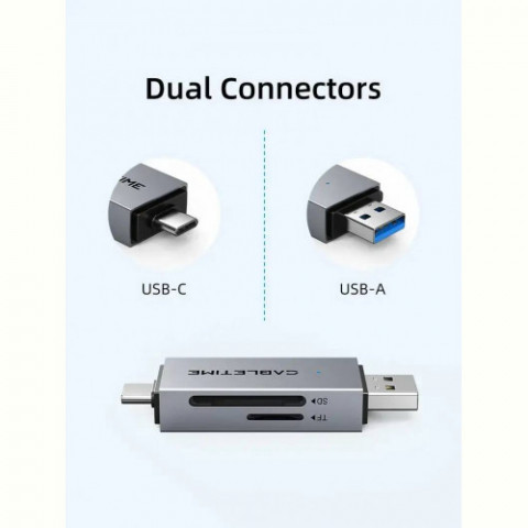 Картрідер Cabletime USB3.0 A + USB Type-C, SD/TF, 5Gbps (CD40G)
