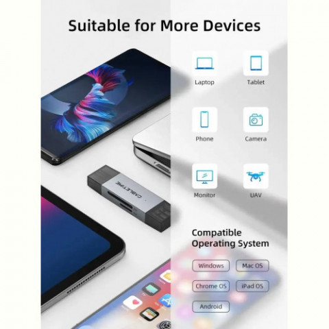 Картрідер Cabletime USB3.0 A + USB Type-C, SD/TF, 5Gbps (CD40G)