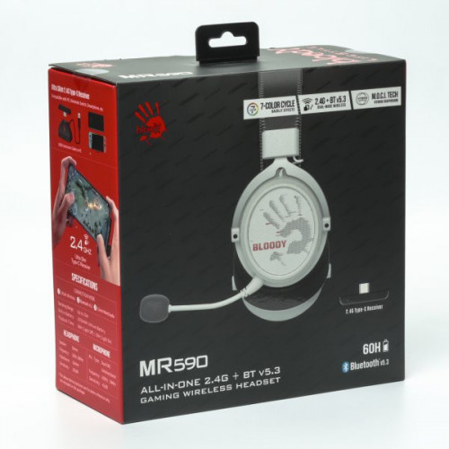 Навушники ігрові Bloody MR590 (Sport White), колір чорно-білий