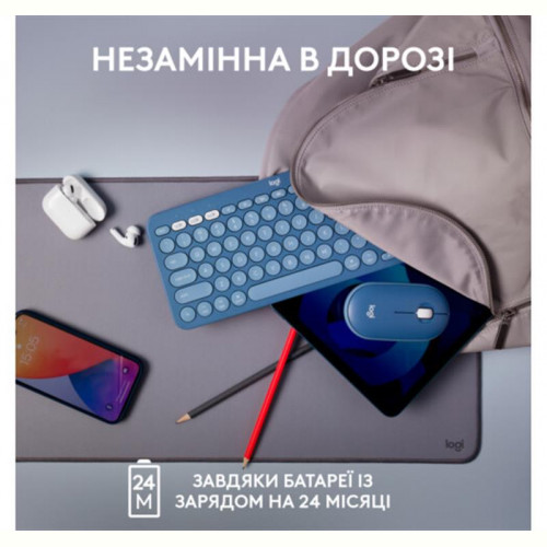 Клавіатура бездротова Logitech Wireless K380 for MAC UA Blueberry (920-011180)