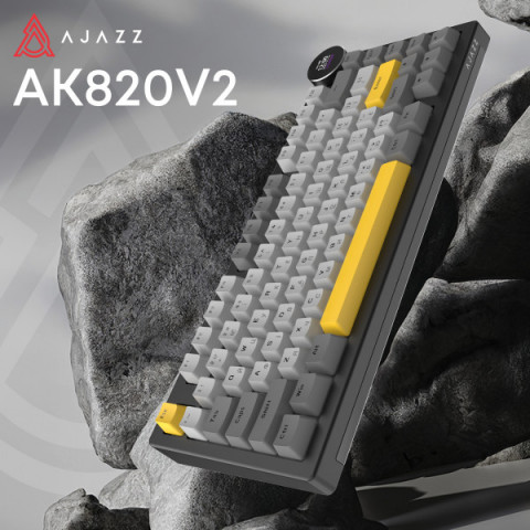 Бездротова механічна клавіатура Ajazz AK820 V2 White Peach Switch (AK820-V2-WP-BGY) Купити в Україні