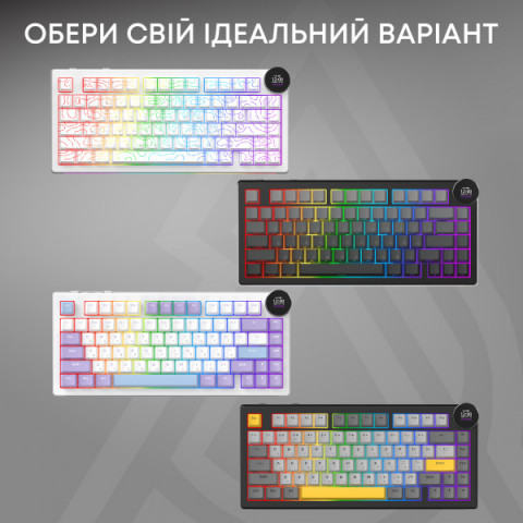 Бездротова механічна клавіатура Ajazz AK820 V2 White Peach Switch (AK820-V2-WP-BGY) Купити в Україні