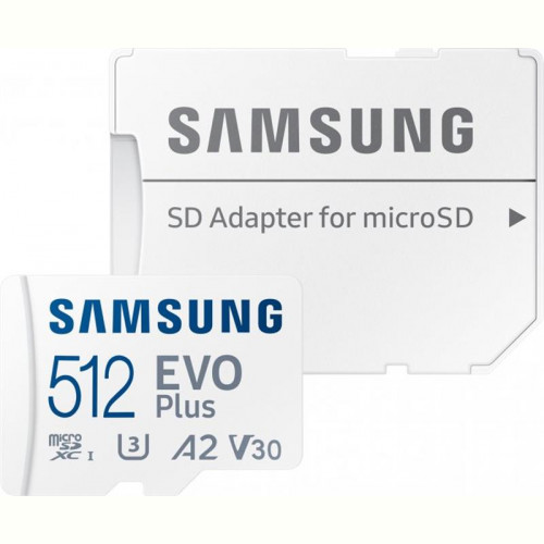 Карта пам`яті MicroSDXC 512GB UHS-I Class 10 Samsung Evo Plus R130/W130MB/s + SD-адаптер (MB-MC512KA/RU)